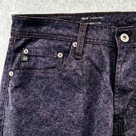 AG Adriano Goldschmied Tellis Modern Slim Sueded Sateen Pants Black Size 32x34 - Picture 13 of 16